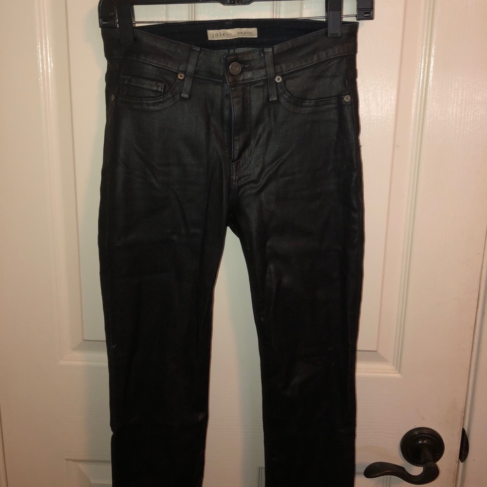 black leather jean leggings